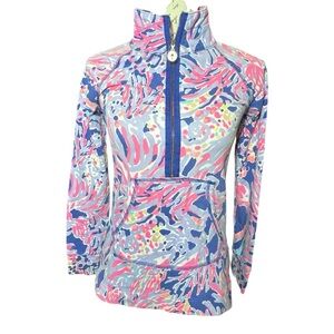 Lilly Pulitzer 1/2 Zip Popover Pink and Blue Patterned Top/Jacket Size XXS